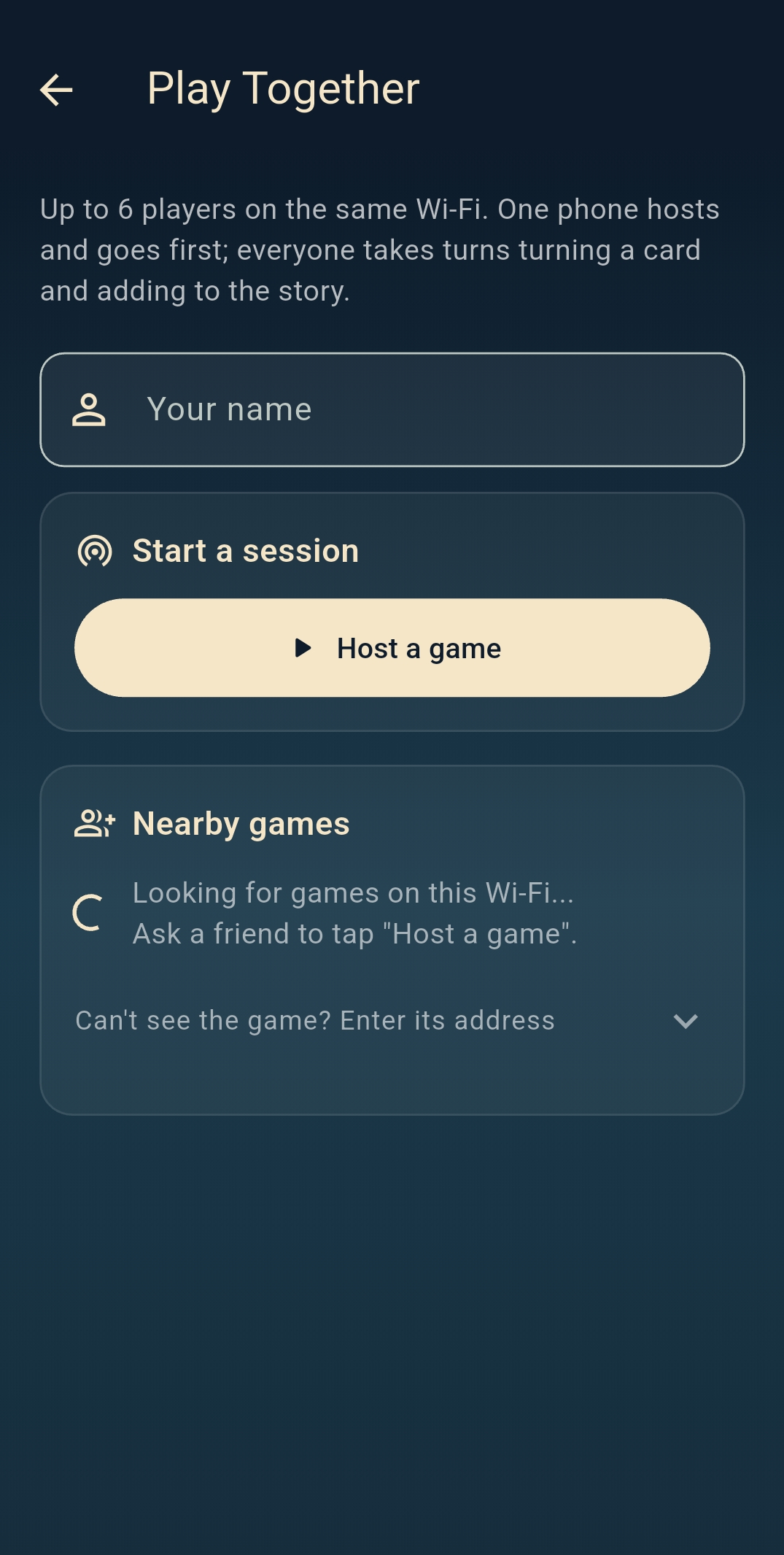 myriorama-play-together Myriorama Play Together screen for up to 6 players on the same Wi-Fi